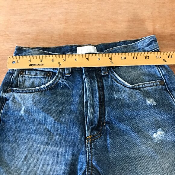 Boyish Billy Jeans Women 26 Blue Mid Rise Button Fly Distressed Raw Hem Boho - Picture 8 of 12